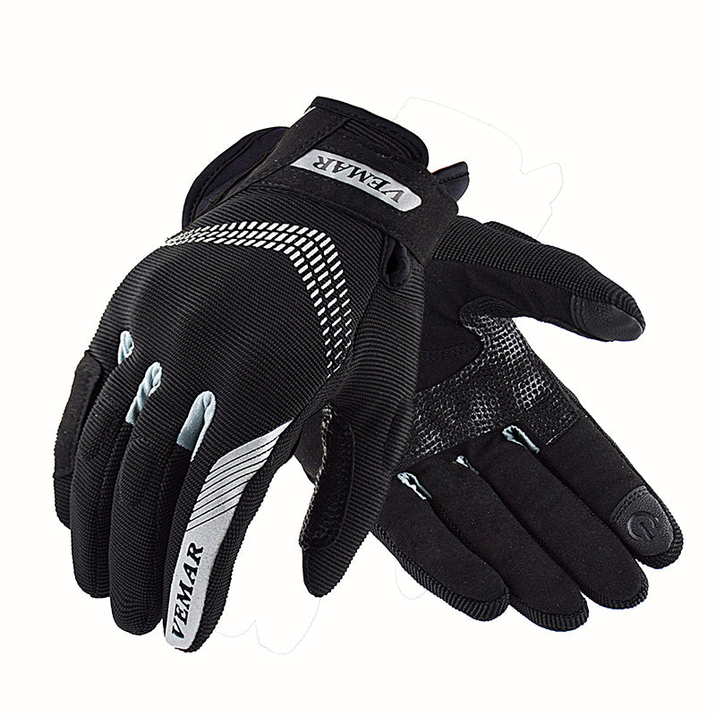 Motorcycle Gloves - Cycling Gloves - Black and Silver