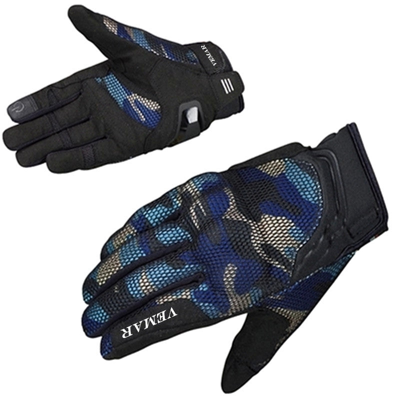 Motorcycle Summer Gloves - Camo - Navy Blue