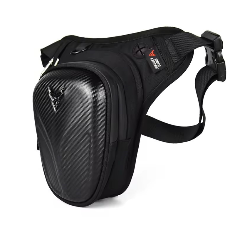 Motorcycle Leg Bag - Waterproof - Fox Face Design - Carbon Fibre Look