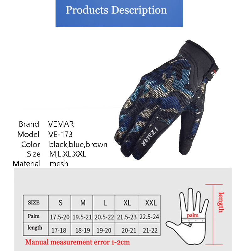 Motorcycle Summer Gloves - Camo - Navy Blue
