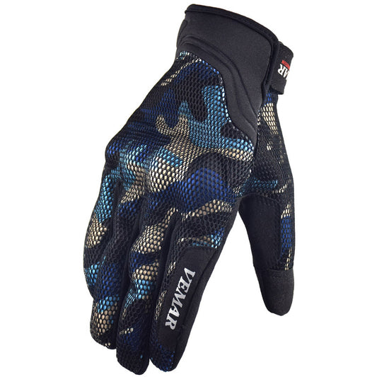 Motorcycle Summer Gloves - Camo - Navy Blue