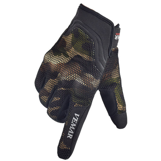 Motorcycle Summer Gloves - Camo - Army Green