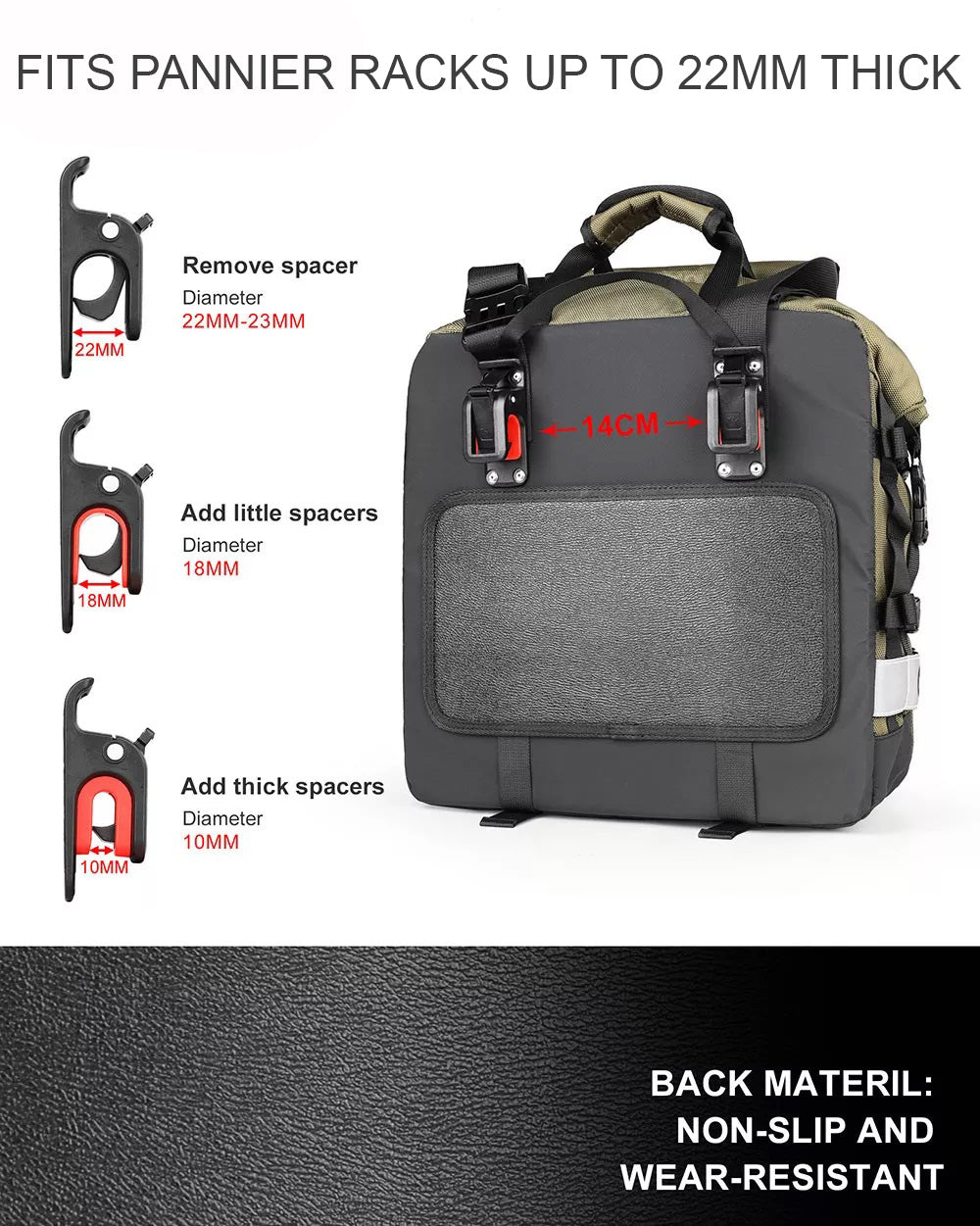 Motorcycle Saddle Bags - Quick Release - Waterproof - 2-Bag Set