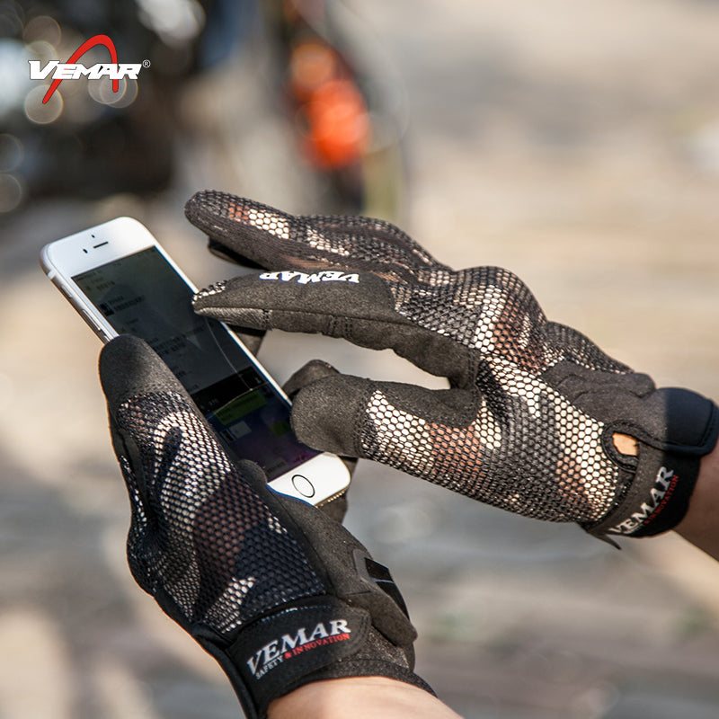 Motorcycle Summer Gloves - Camo - Army Green