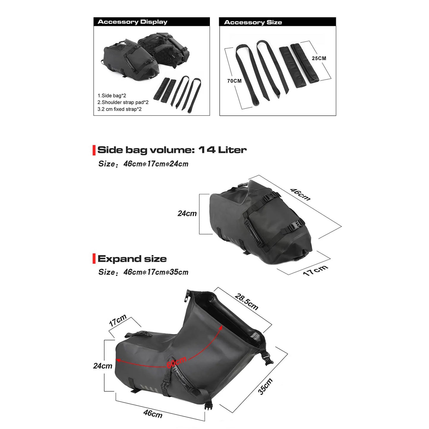 Motorcycle Soft Luggage Saddle Bags (28L)