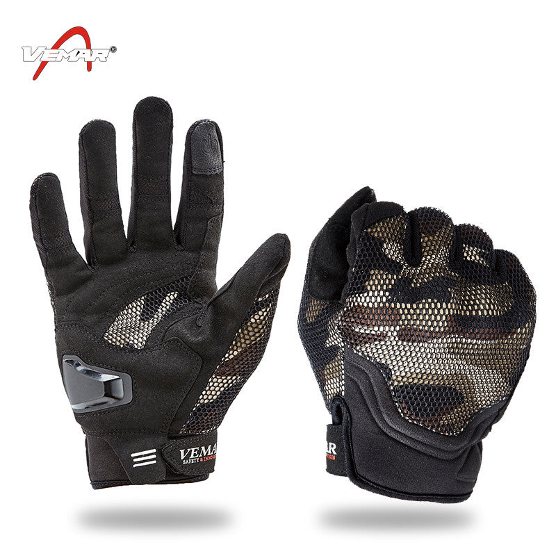Motorcycle Summer Gloves - Camo - Army Green