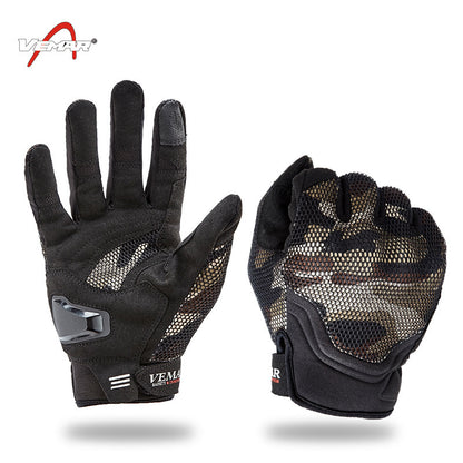 Motorcycle Summer Gloves - Camo - Army Green