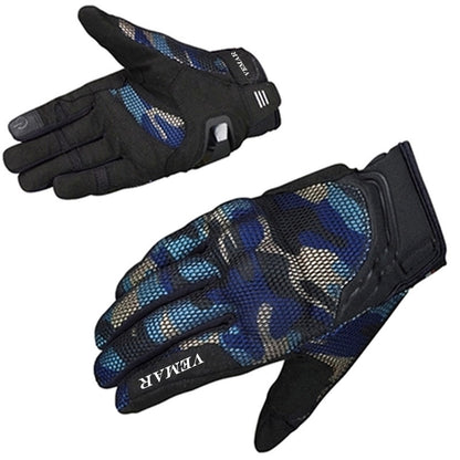 Motorcycle Summer Gloves - Camo - Navy Blue