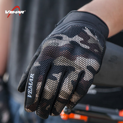 Motorcycle Summer Gloves - Camo - Army Green
