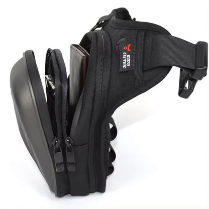 Motorcycle Leg Bag - Waterproof - Fox Face Design - Carbon Fibre Look
