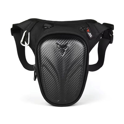 Motorcycle Leg Bag - Waterproof - Fox Face Design - Carbon Fibre Look