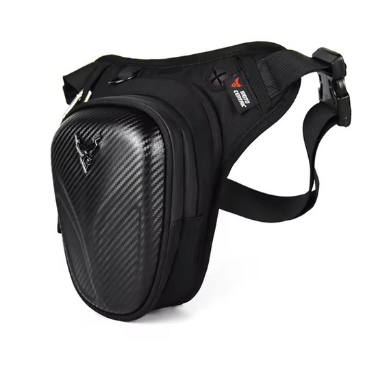 Motorcycle Leg Bag - Waterproof - Fox Face Design - Carbon Fibre Look